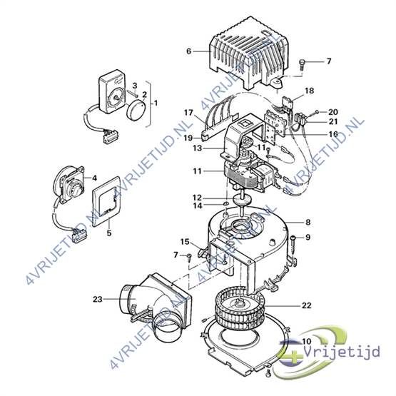 40000-92500 - Truma TN2/TN3 Ventilatormotor  230V Inclusief 2 stuks Lagerrubbers - afbeelding 2