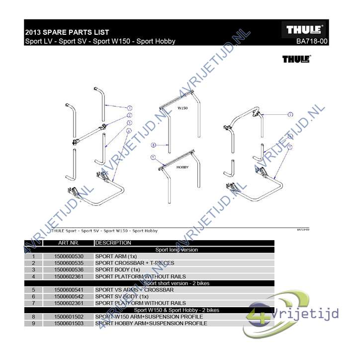 1500601503 - Thule Arm en Suspension Profile Omnibike Sport Hobby - afbeelding 2