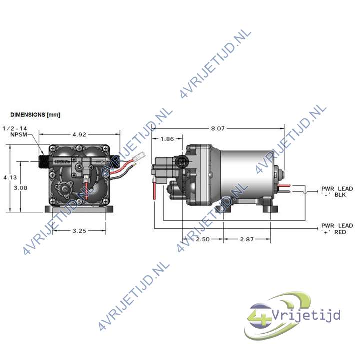 4009-101-B54 - Shurflo 4000 Serie 10 LPM 12V 2,0 Bar - afbeelding 2