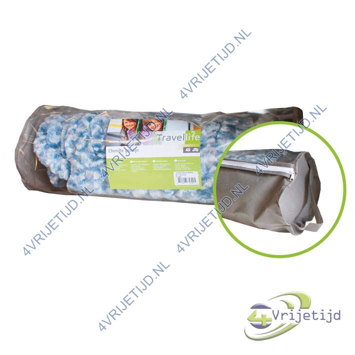 63 BAG - Travellife Chenille Gordijn 56x185 grijs/Wit Gestreept Inclusief Draagtas - afbeelding 5