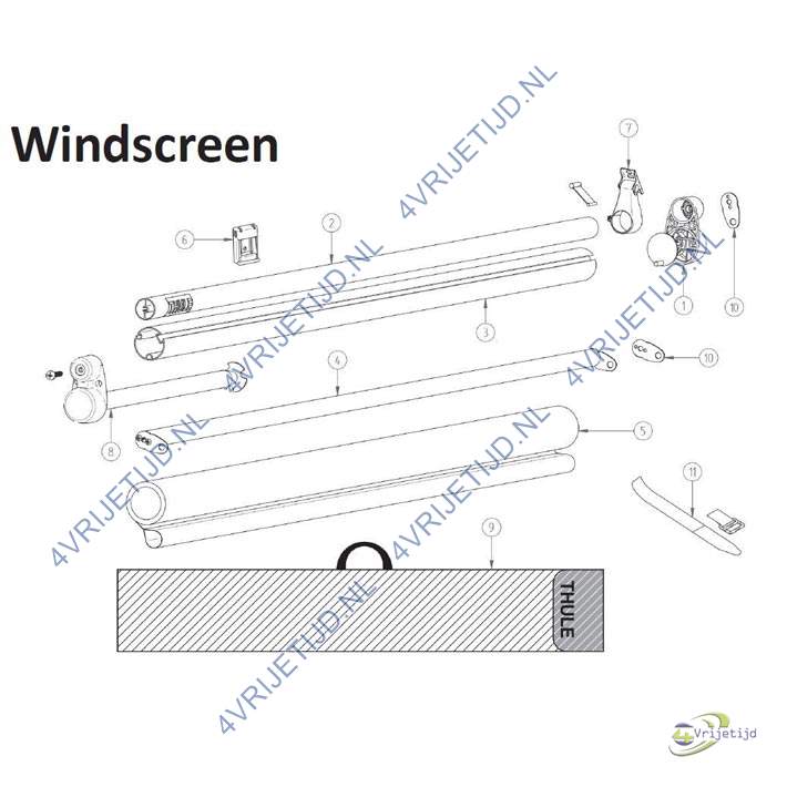 1500602413 - Thule Windscreen Roller Tube End Cap And Spring Assembly - afbeelding 2