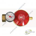 Gimeg universele gasdrukregelaar 50mb 1/4"links met afblaasbeveiliging en manometer 1,5kg/h